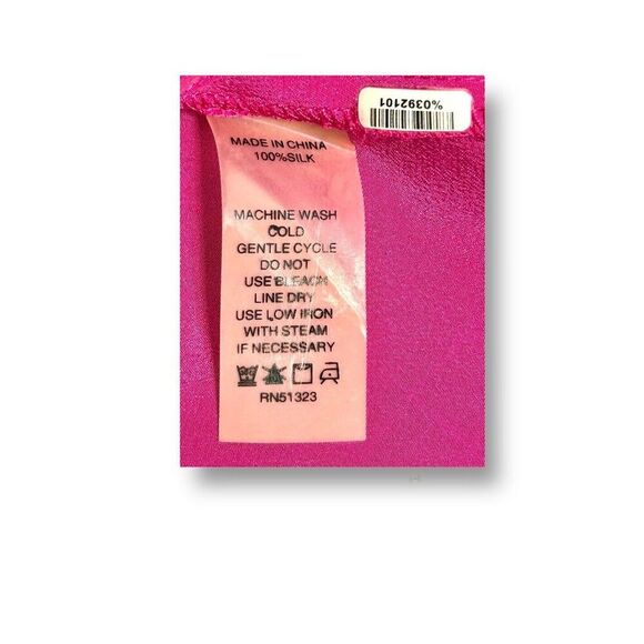 Two by Vince Camuto Medium Silk Blouse Fuchsia Button Down Office Career Preppy - Picture 7 of 8